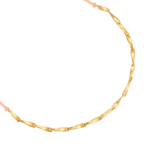 Textil Armband beige Gliederkette gold