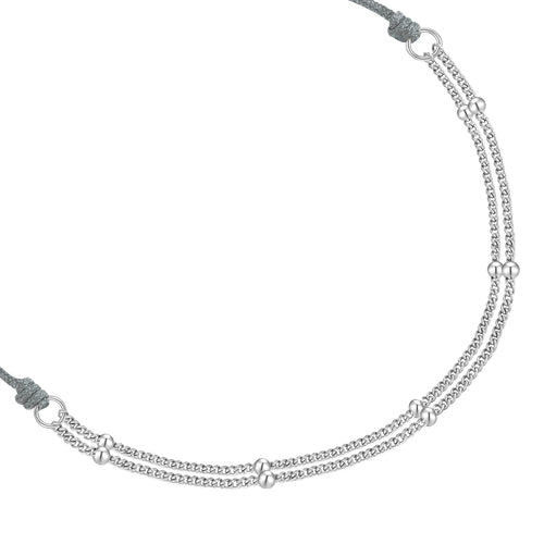 Armband Textil grau Panzerkette silber