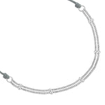 Armband Textil grau Panzerkette silber
