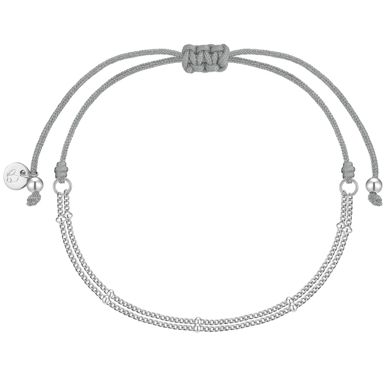 Armband Textil grau Panzerkette silber