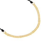 Textil Armband schwarz Panzerkette gold