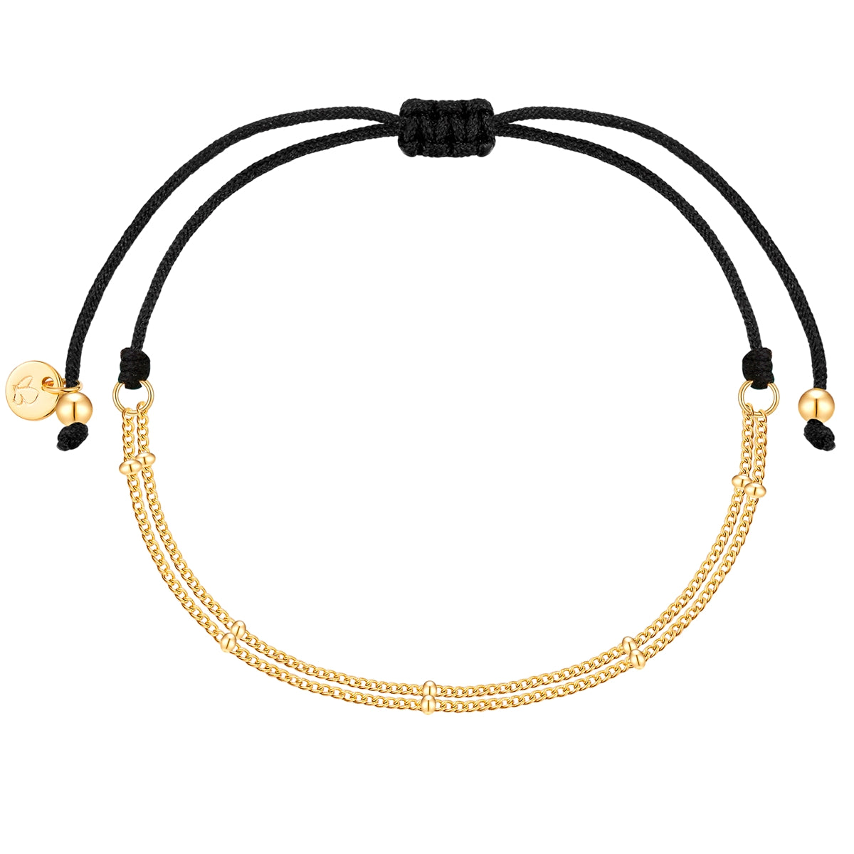 Textil Armband schwarz Panzerkette gold