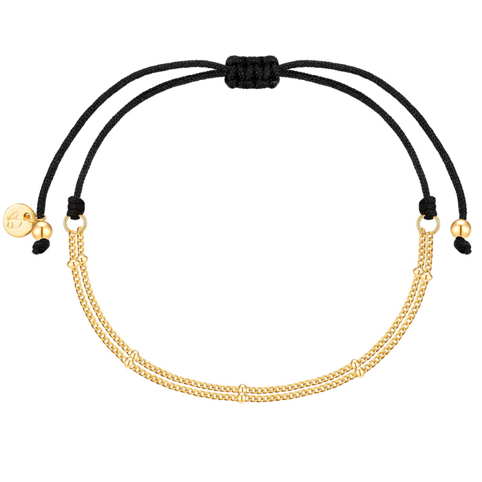 Textil Armband schwarz Panzerkette gold