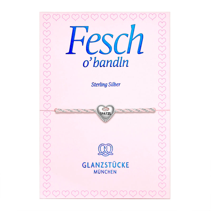 Textil-Armband rosa SPATZL silber