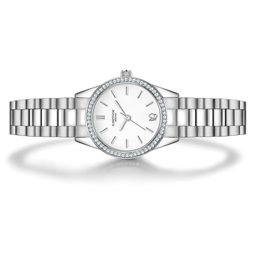 Damen Uhr Lehel weiß mit Edelstahl-Armband silber