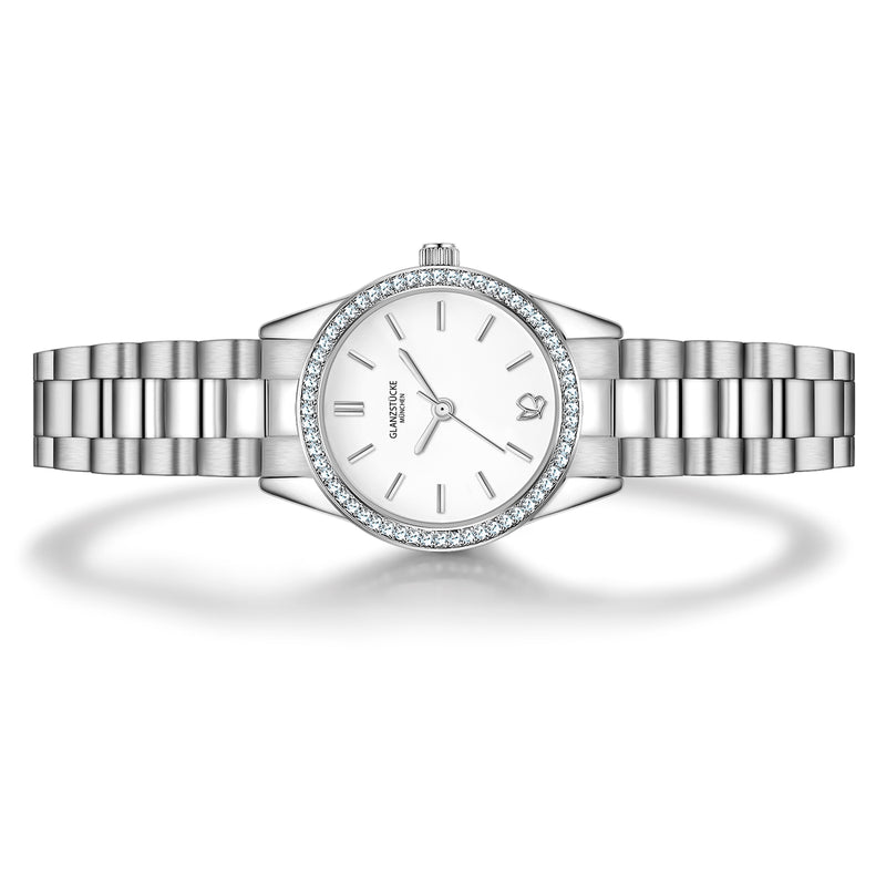 Damen Uhr Lehel weiß mit Edelstahl-Armband silber