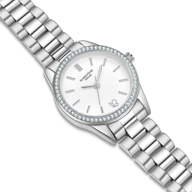 Damen Uhr Lehel weiß mit Edelstahl-Armband silber