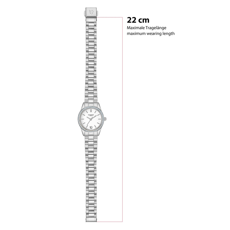 Damen Uhr Lehel weiß mit Edelstahl-Armband silber