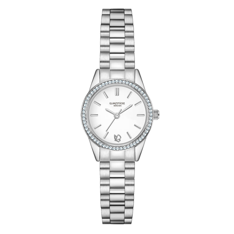 Damen Uhr Lehel weiß mit Edelstahl-Armband silber