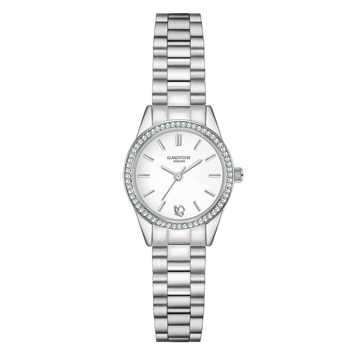 Damen Uhr Lehel weiß mit Edelstahl-Armband silber