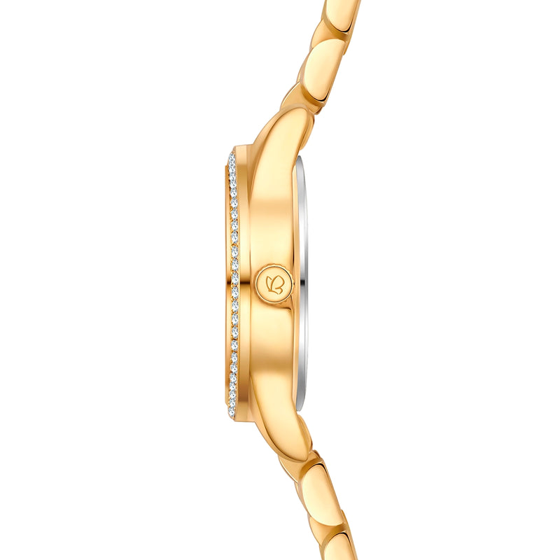 Damen Uhr Lehel weiß mit Edelstahl-Armband gold