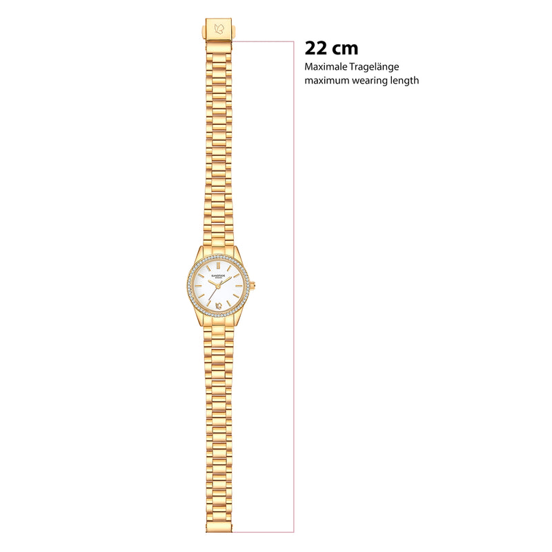 Damen Uhr Lehel weiß mit Edelstahl-Armband gold