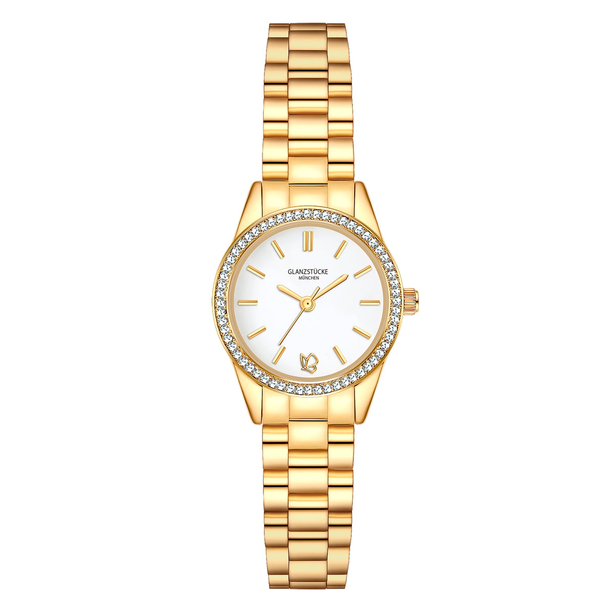 Damen Uhr Lehel weiß mit Edelstahl-Armband gold
