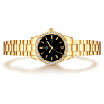 Damen Uhr Lehel schwarz mit Edelstahl-Armband gold