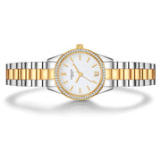 Damen Uhr Lehel weiß mit Edelstahl-Armband silber/gold