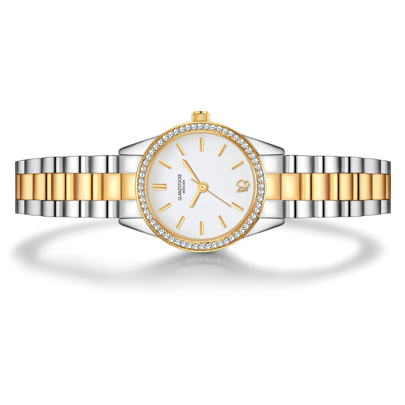 Damen Uhr Lehel weiß mit Edelstahl-Armband silber/gold