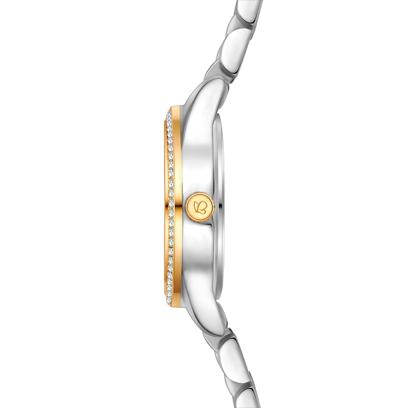 Damen Uhr Lehel weiß mit Edelstahl-Armband silber/gold
