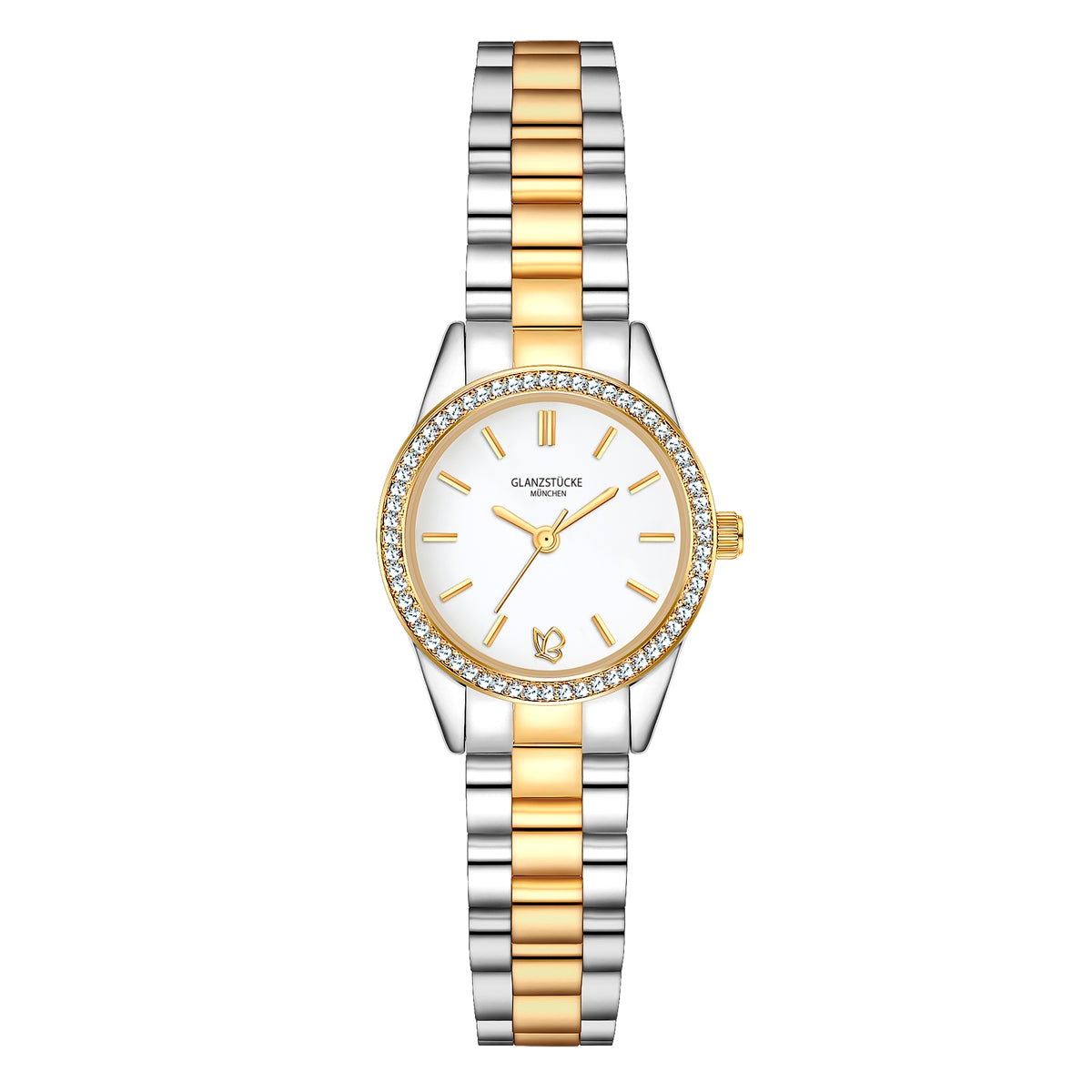 Damen Uhr Lehel weiß mit Edelstahl-Armband silber/gold