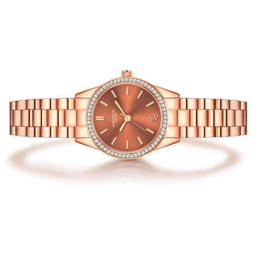 Damen Uhr Lehel weiß mit Edelstahl-Armband roségold