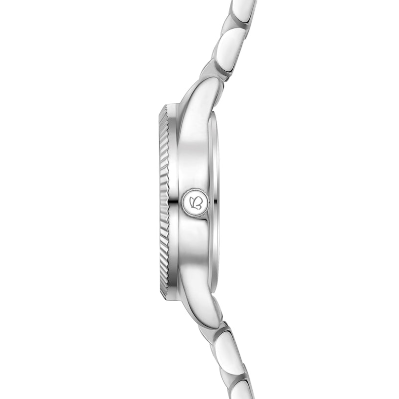 Damen Uhr Schwabing weiß mit Edelstahl-Armband silber