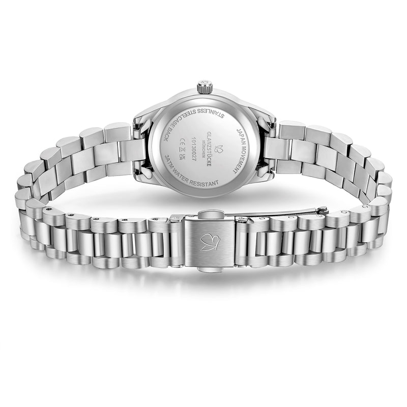 Damen Uhr Schwabing weiß mit Edelstahl-Armband silber