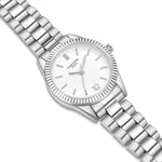 Damen Uhr Schwabing weiß mit Edelstahl-Armband silber