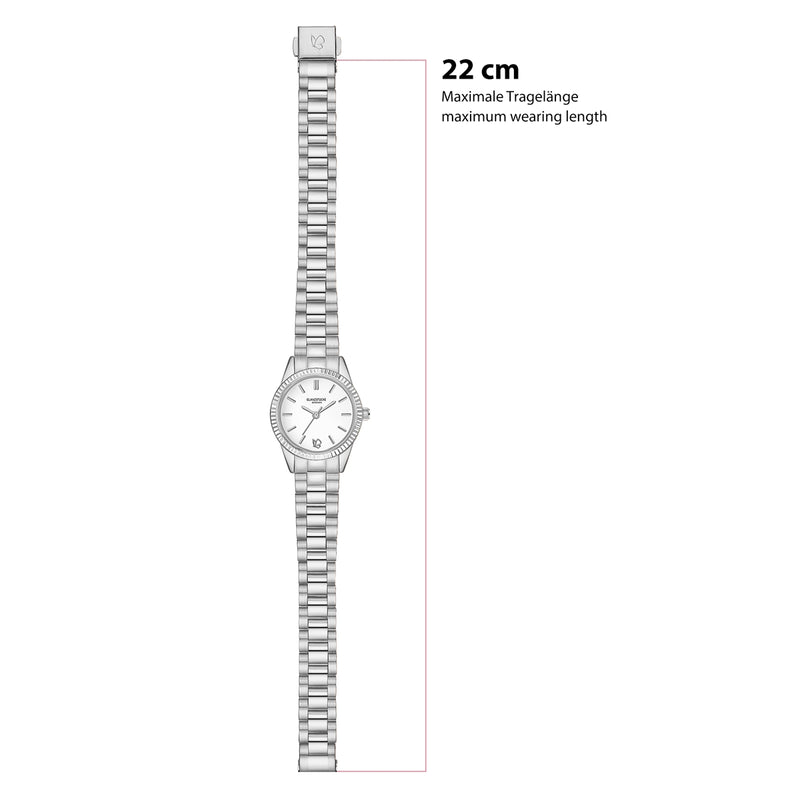 Damen Uhr Schwabing weiß mit Edelstahl-Armband silber