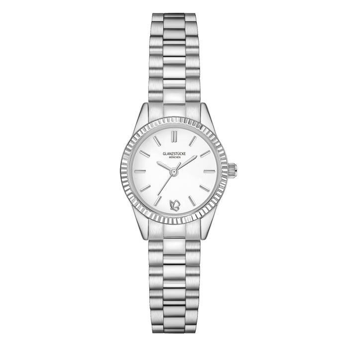 Damen Uhr Schwabing weiß mit Edelstahl-Armband silber
