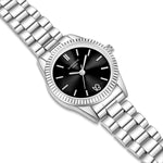 Damen Uhr Schwabing schwarz mit Edelstahl-Armband silber