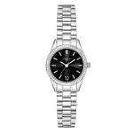 Damen Uhr Schwabing schwarz mit Edelstahl-Armband silber