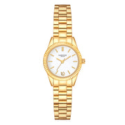 Damen Uhr Schwabing weiß mit Edelstahl-Armband gold
