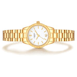 Damen Uhr Schwabing weiß mit Edelstahl-Armband gold