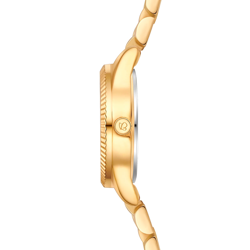 Damen Uhr Schwabing weiß mit Edelstahl-Armband gold