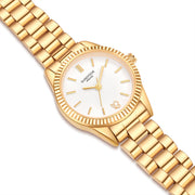 Damen Uhr Schwabing weiß mit Edelstahl-Armband gold
