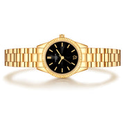 Damen Uhr Schwabing schwarz mit Edelstahl-Armband gold