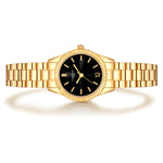 Damen Uhr Schwabing schwarz mit Edelstahl-Armband gold