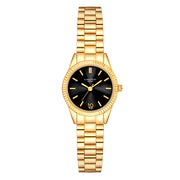 Damen Uhr Schwabing schwarz mit Edelstahl-Armband gold