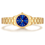 Damen Uhr Schwabing blau mit Edelstahl-Armband gold