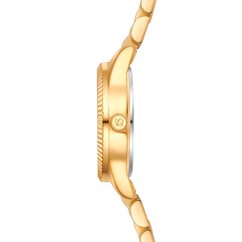 Damen Uhr Schwabing blau mit Edelstahl-Armband gold