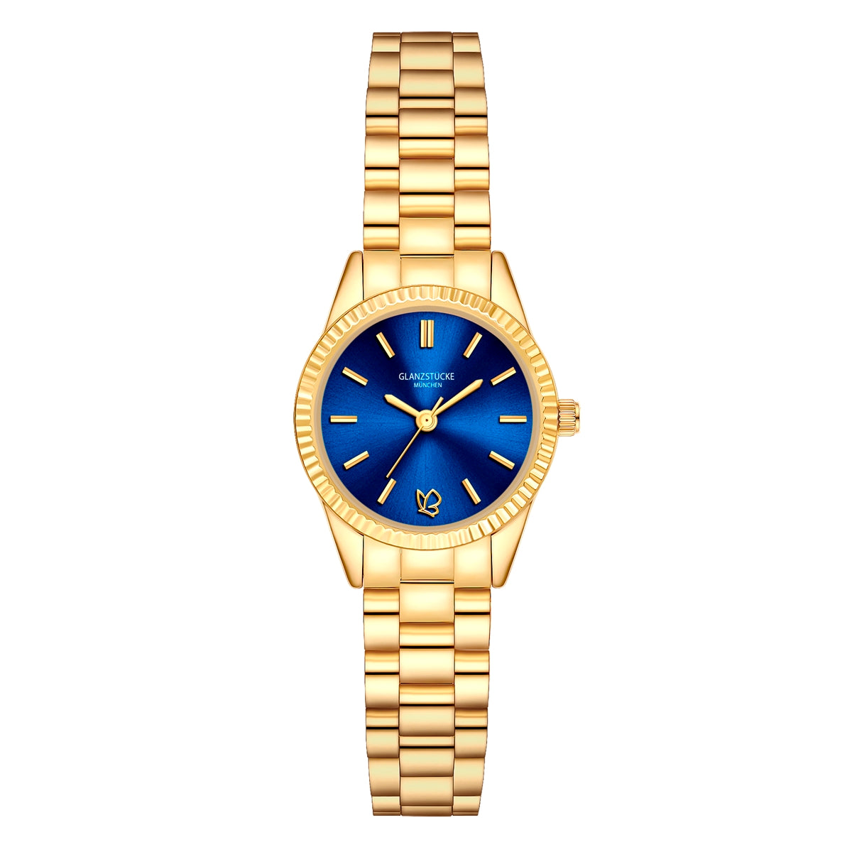 Damen Uhr Schwabing blau mit Edelstahl-Armband gold