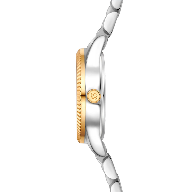 Damen Uhr Schwabing weiß mit Edelstahl-Armband silber/gold