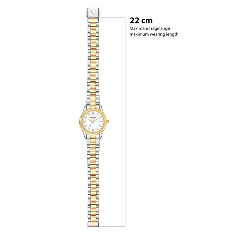 Damen Uhr Schwabing weiß mit Edelstahl-Armband silber/gold