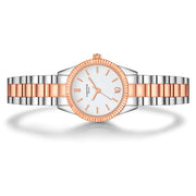 Damen Uhr Schwabing weiß mit Edelstahl-Armband silber/roségold
