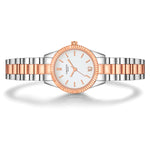 Damen Uhr Schwabing weiß mit Edelstahl-Armband silber/roségold
