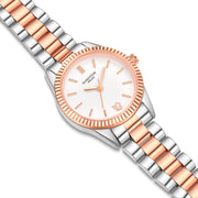 Damen Uhr Schwabing weiß mit Edelstahl-Armband silber/roségold