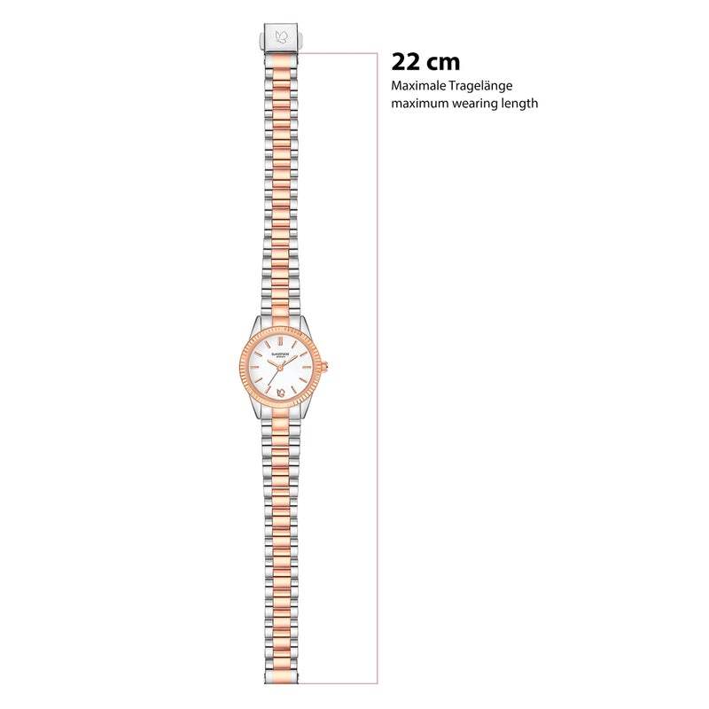 Damen Uhr Schwabing weiß mit Edelstahl-Armband silber/roségold