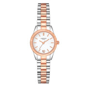 Damen Uhr Schwabing weiß mit Edelstahl-Armband silber/roségold