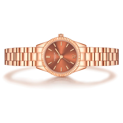 Damen Uhr Schwabing braun mit Edelstahl-Armband roségold