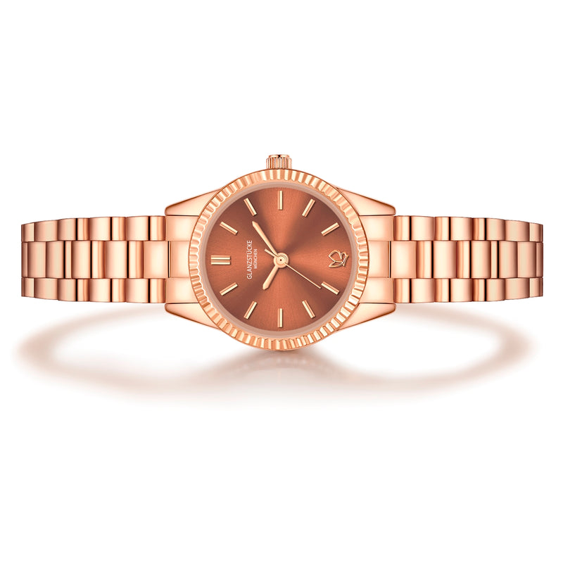 Damen Uhr Schwabing braun mit Edelstahl-Armband roségold