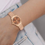 Damen Uhr Schwabing braun mit Edelstahl-Armband roségold